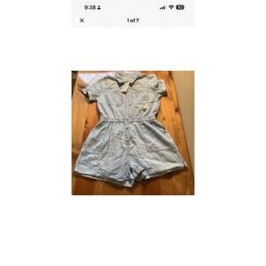 Sneak Peak Womans XL Makayla Light Denim Romper Shorts NEW WITH TAGS MSRP $78.00